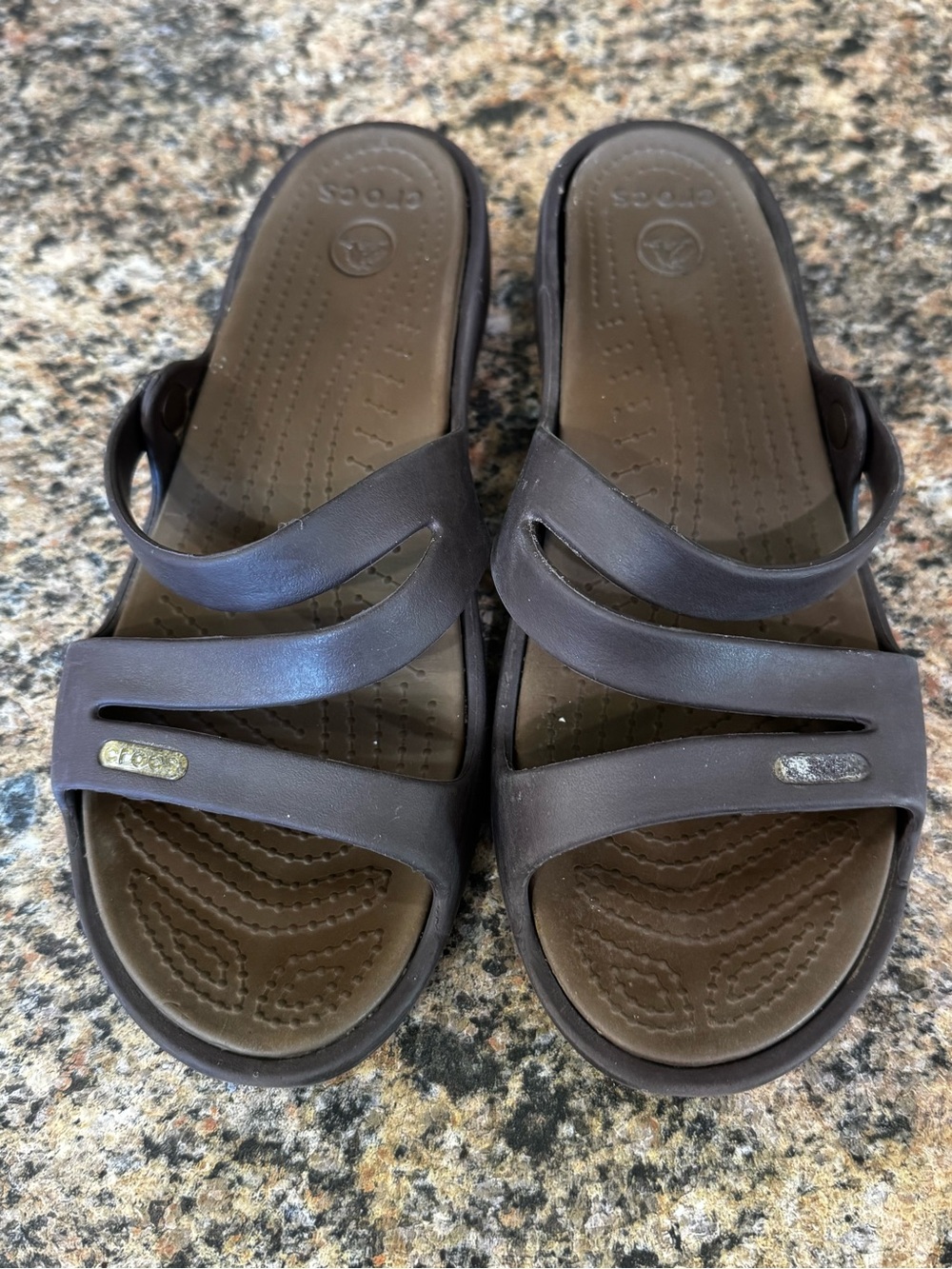 Crocs Patricia Womens Size 8 Brown Beach Walking Strappy Wedge Slide Sandals